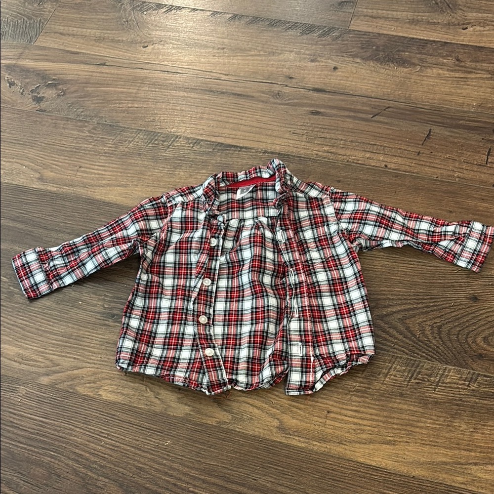 Carter's Red and White Button Down Shirt Plaid